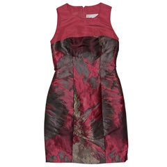 Pink And Grey Carolina Herrera Brocade Mini Dress