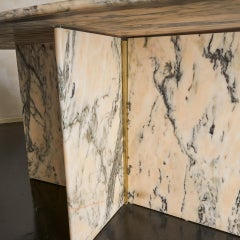 Pink and Grey Oval Marble Dining Table