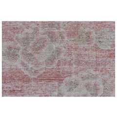 abc carpet Pink and Grey Vintage Wool Cotton Blend Rug - 4'10" x 6'7"