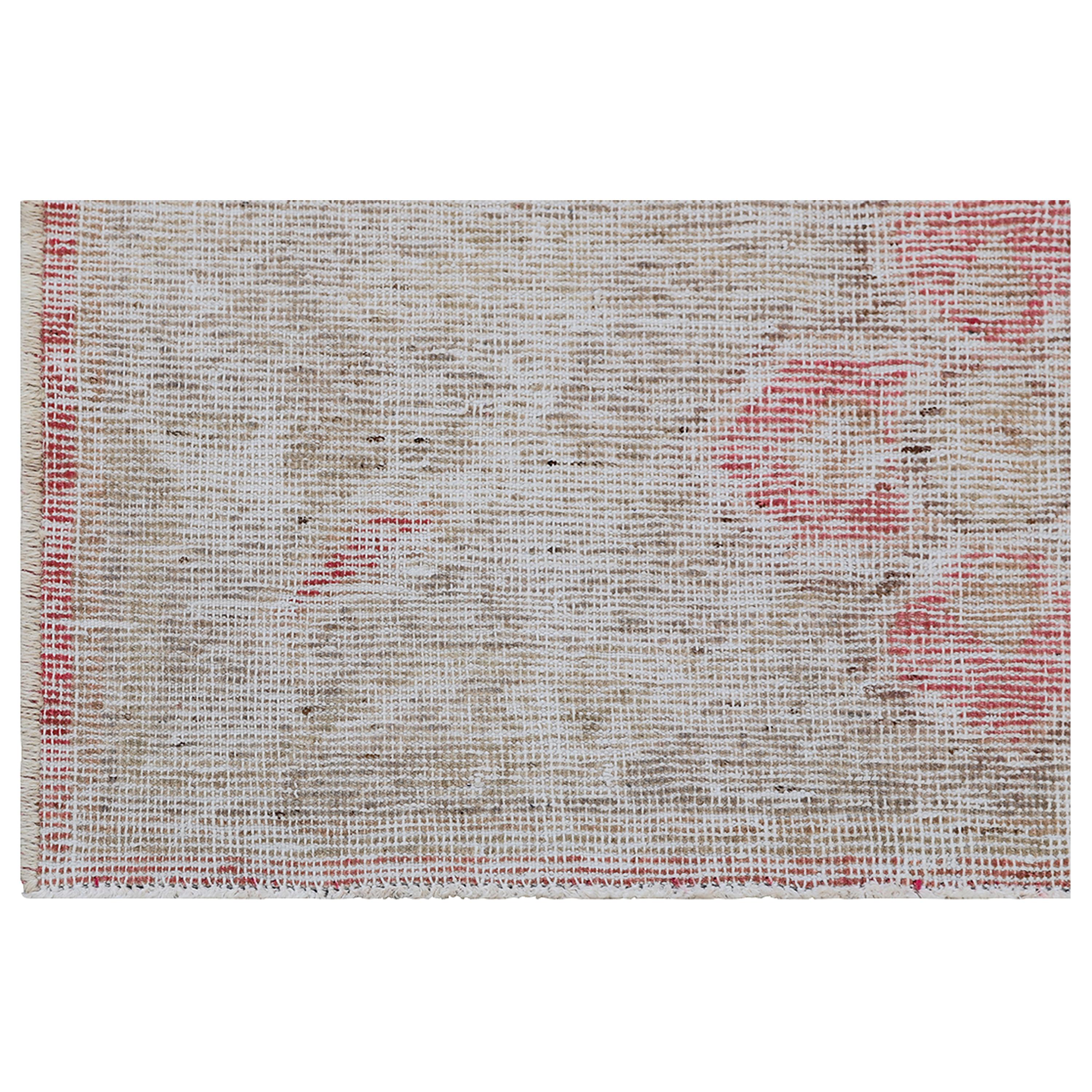 Uzbek abc carpet Pink and Grey Vintage Wool Cotton Blend Rug - 4'10