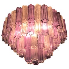 Gran araña Tronchi de cristal de Murano italiano de color rosa y hielo