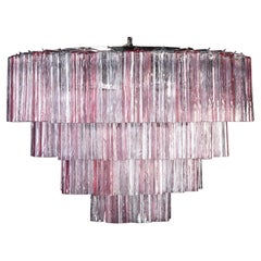 Pink and Ice Color Large Italian Murano Glass Tronchi Chandelier