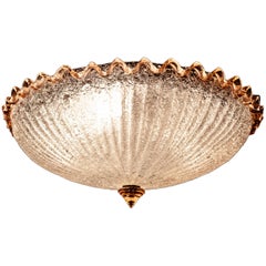 Pink and Ice Color Murano Glass Flush Mount or Ceiling by Barovier e Toso, 1950