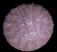 Pink and Ice Flowers Basket Murano Glass Ceiling Light by Barovier & Toso