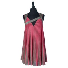 Pink and lurex knit pleated cocktail dress VIONNET
