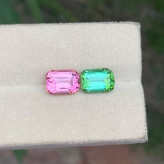 Par de turmalinas invertidas en rosa y verde menta, piedras preciosas para pendientes, 8 mm