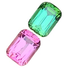 Par de turmalinas invertidas en rosa y verde menta, piedras preciosas para pendientes, 8 mm