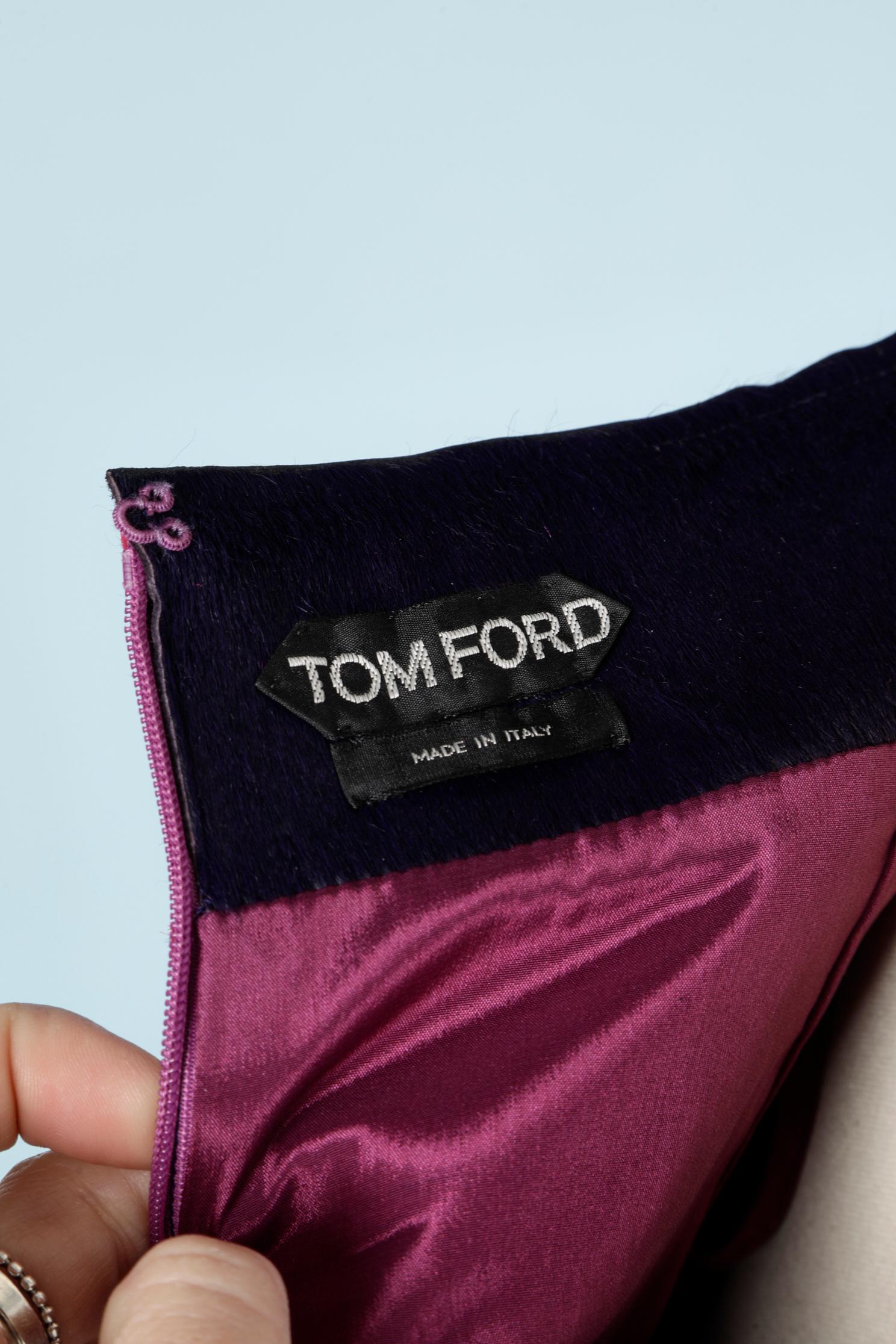 Purple Pink and purple calfskin and velvet patchwork skirt Tom Ford  For Sale
