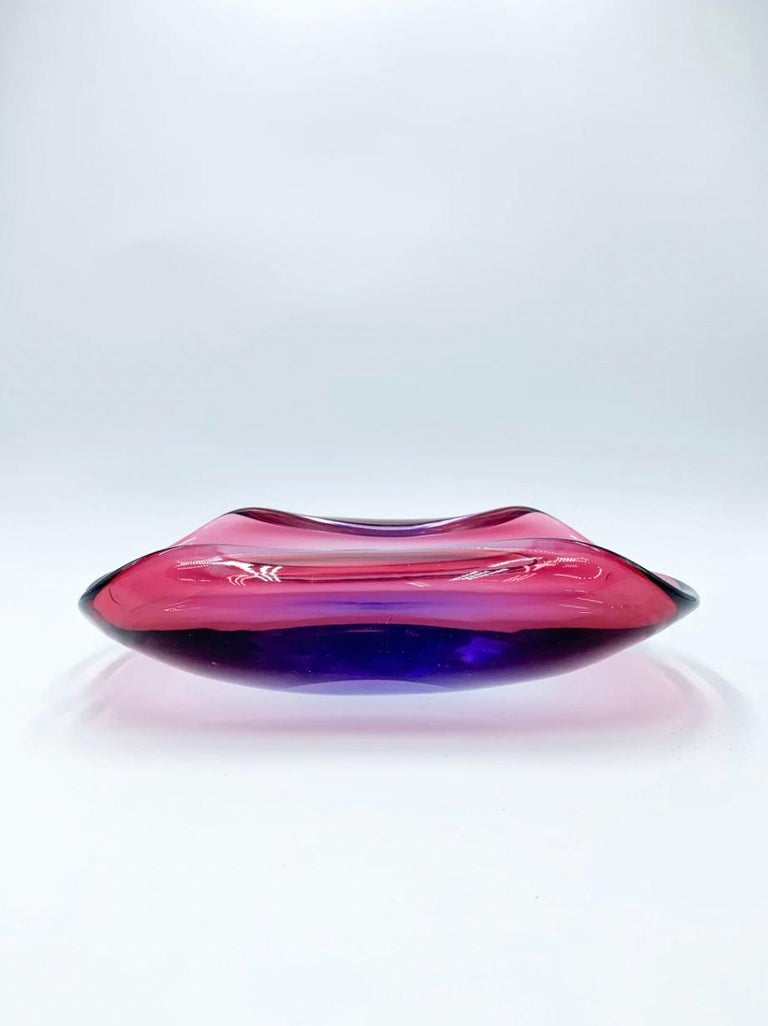 Mid-Century Modern Pink and Purple Murano Glass Centerpiece 1960s For Sale