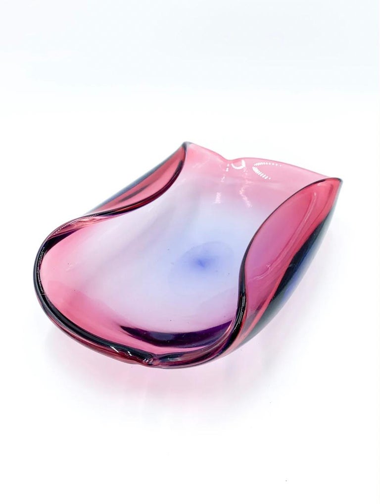 Mid-20th Century Pink and Purple Murano Glass Centerpiece 1960s For Sale