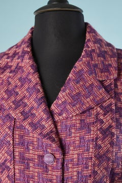 Pink and purple tweed skirt suit with belt Chanel