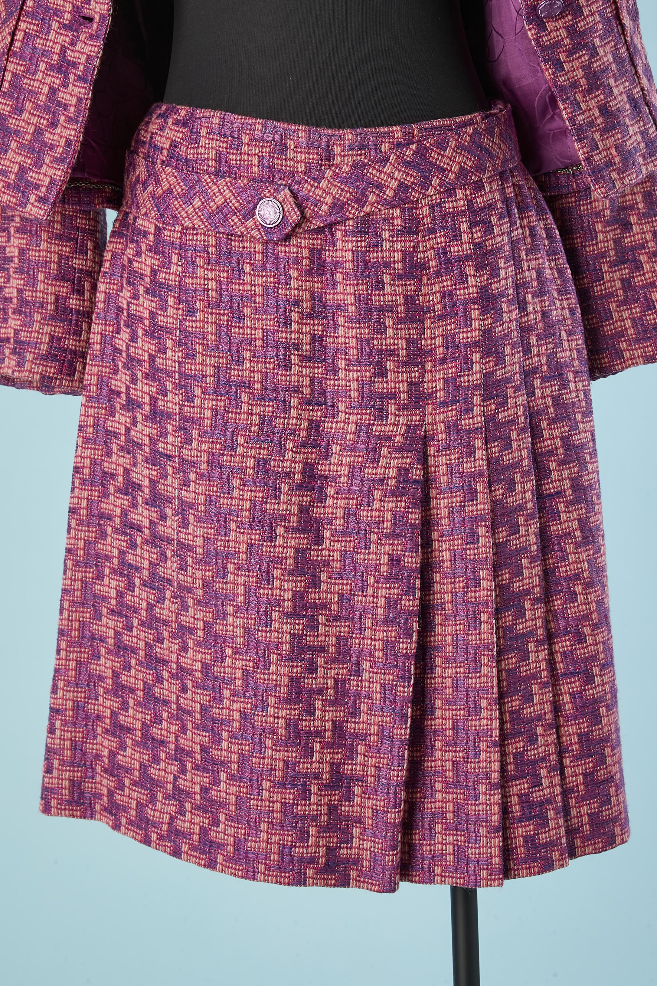 Pink and purple tweed skirt suit with belt Chanel  For Sale 1