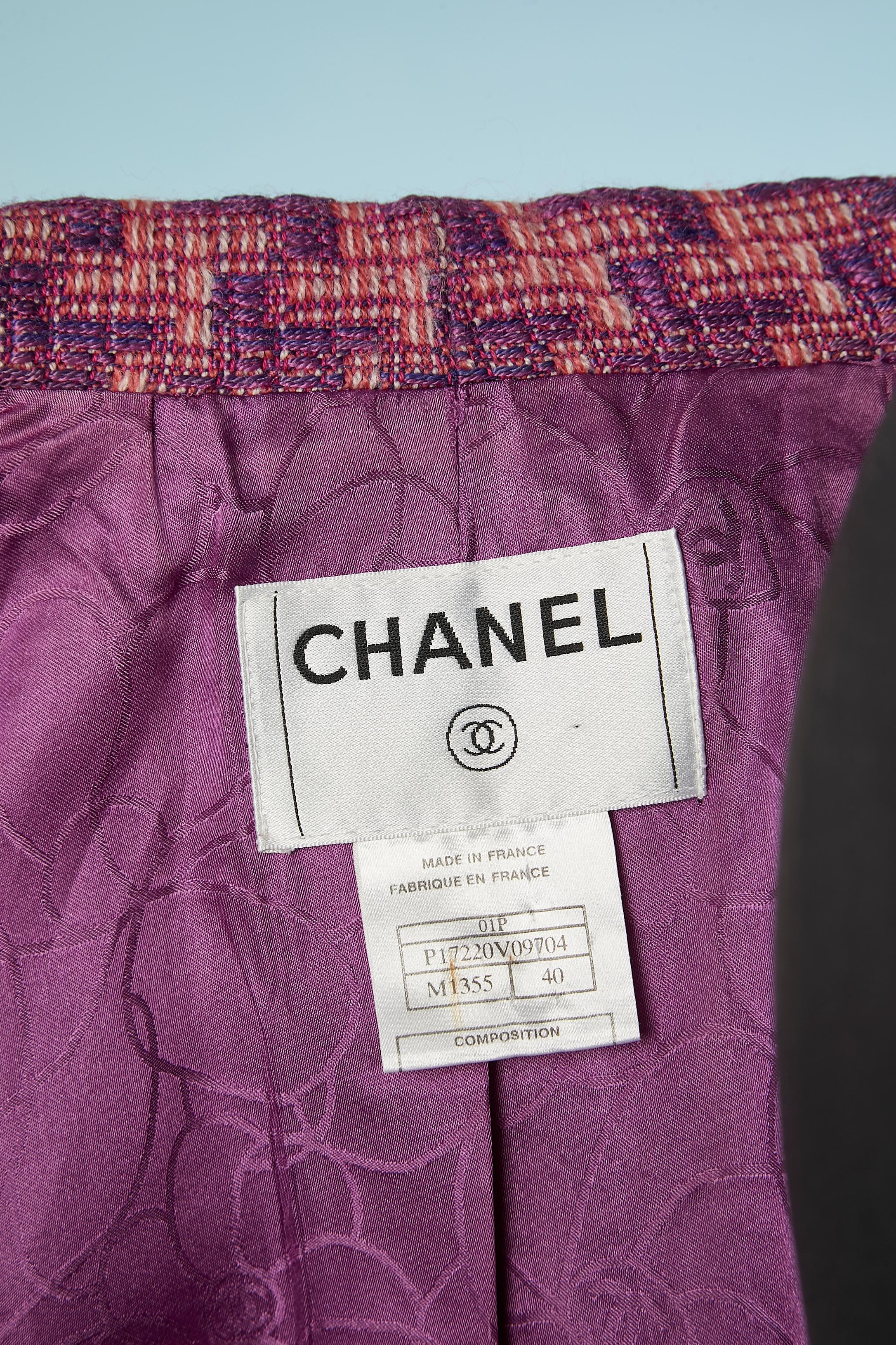 Pink and purple tweed skirt suit with belt Chanel  For Sale 4
