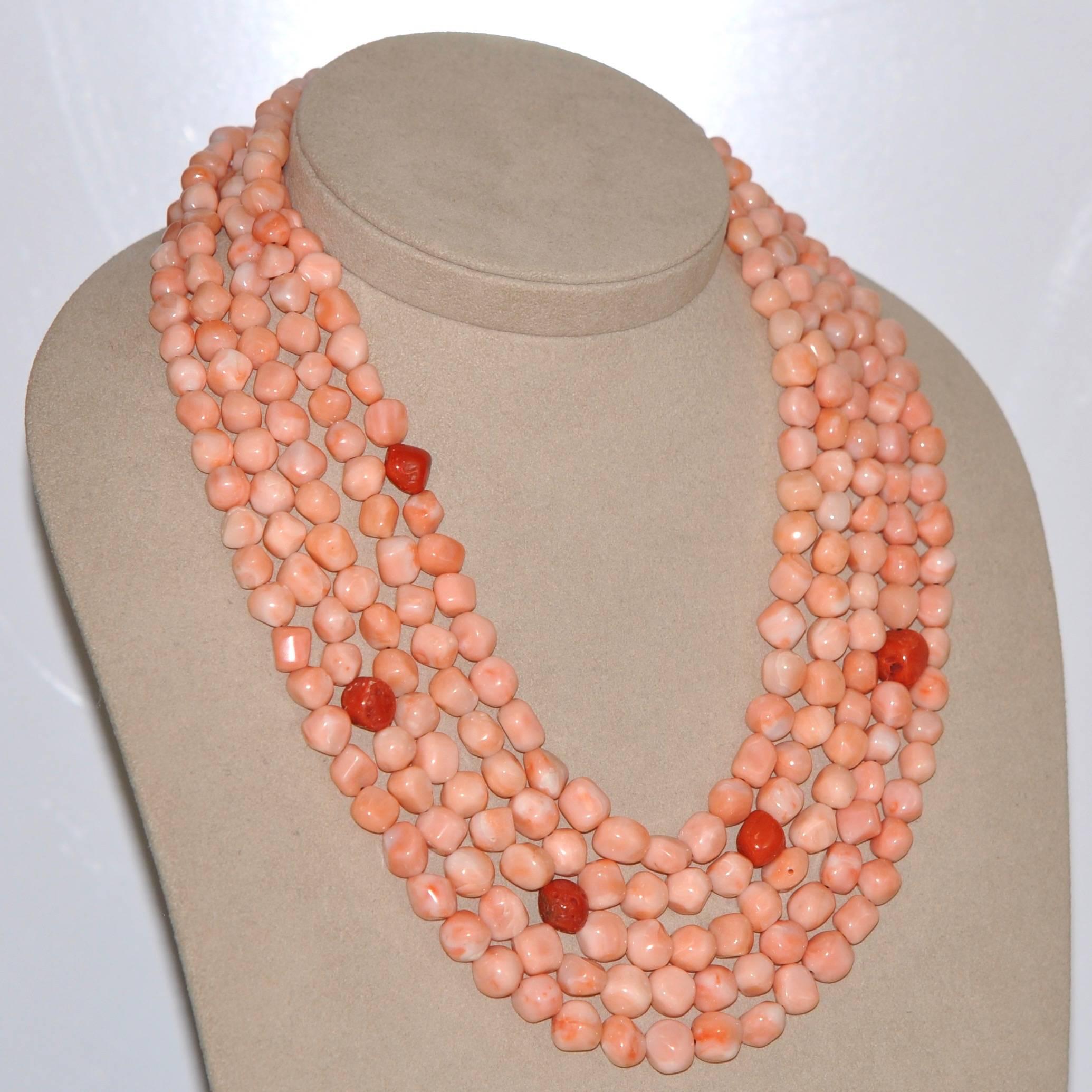 multi strand coral necklace