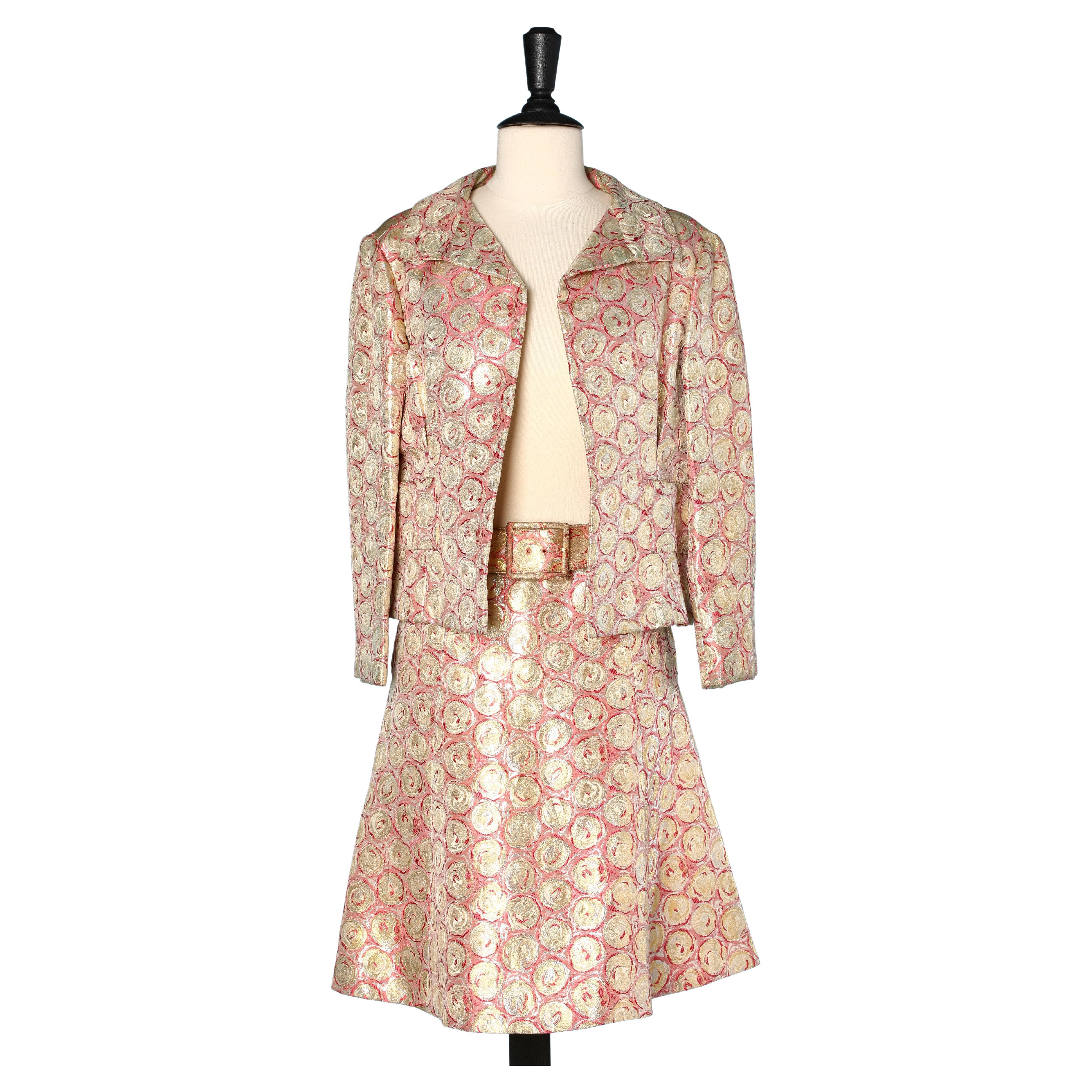 Pink and silver silk brocade skirt-suit Christian Dior- New York Inc Circa 1960
