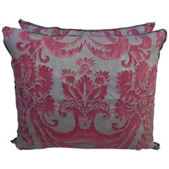 Pink and Silvery Gold Fortuny Pillows, a Pair