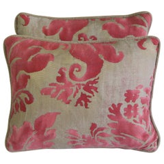 Pink and Silvery Gold Fortuny Textile Pillows, Pair