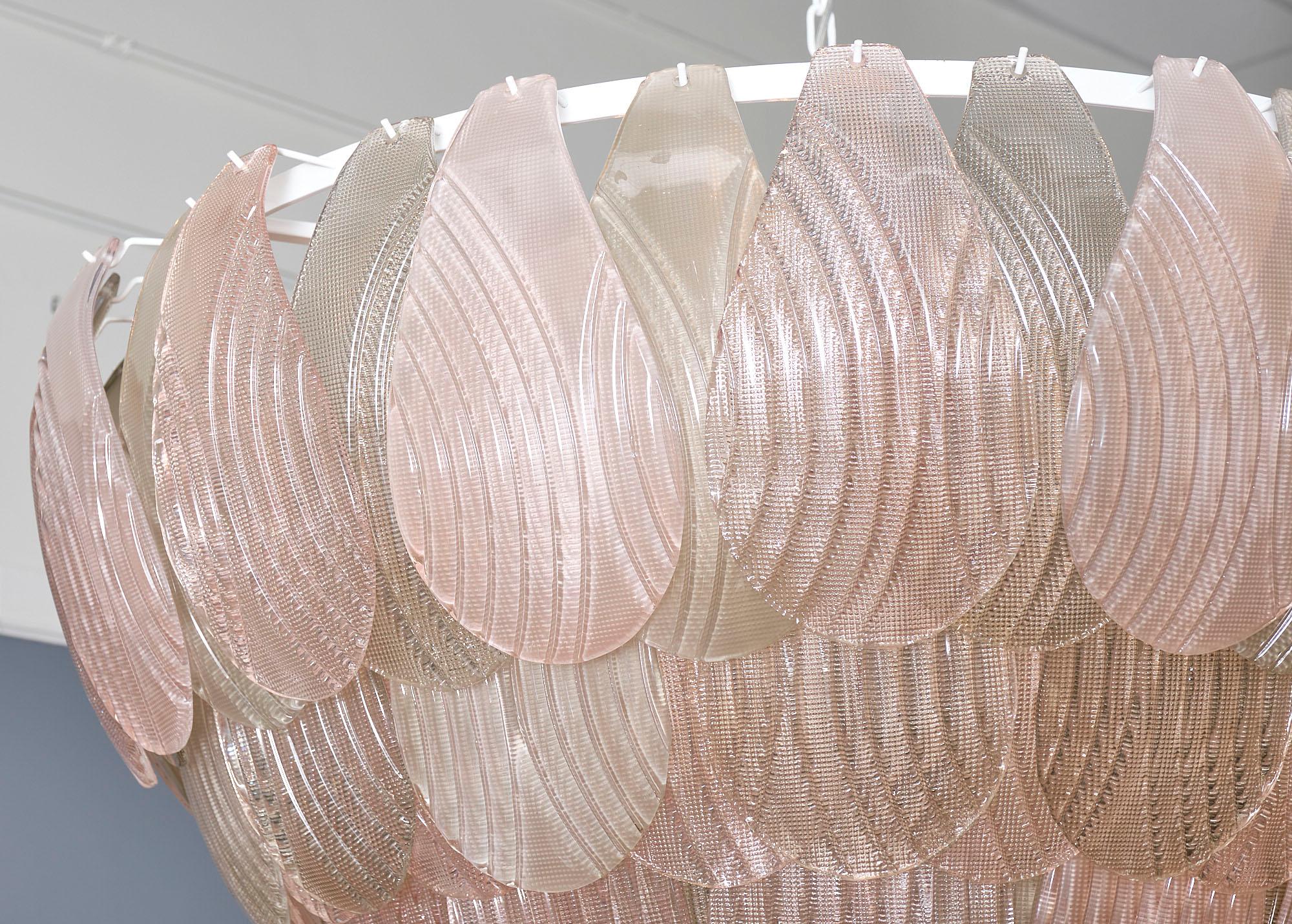 Mid-Century Modern Pink and Smoke Murano Glass Chandelier For Sale