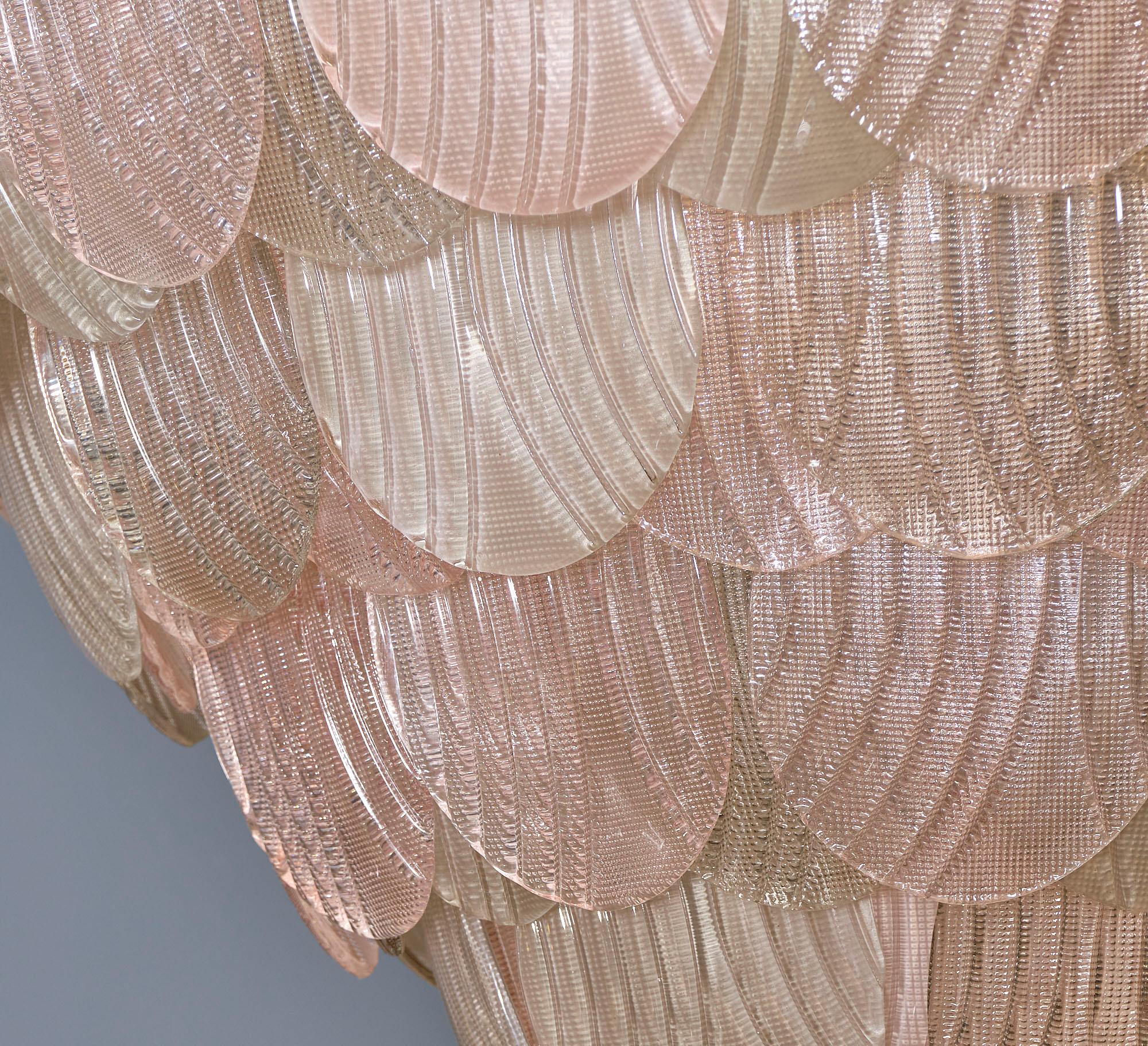 Pink and Smoke Murano Glass Chandelier In Good Condition For Sale In Austin, TX