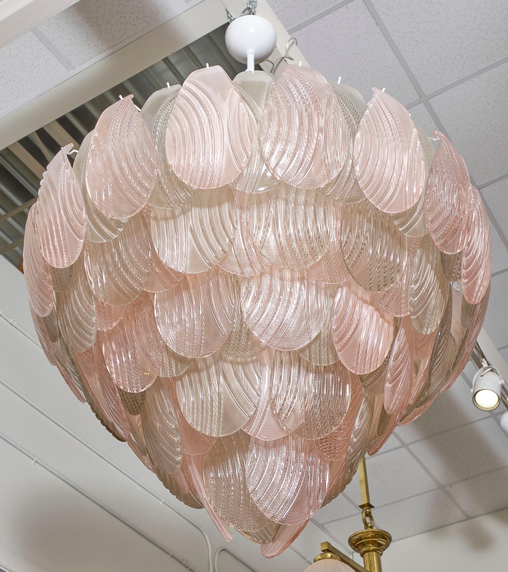 Contemporary Pink and Smoke Murano Glass Chandelier For Sale