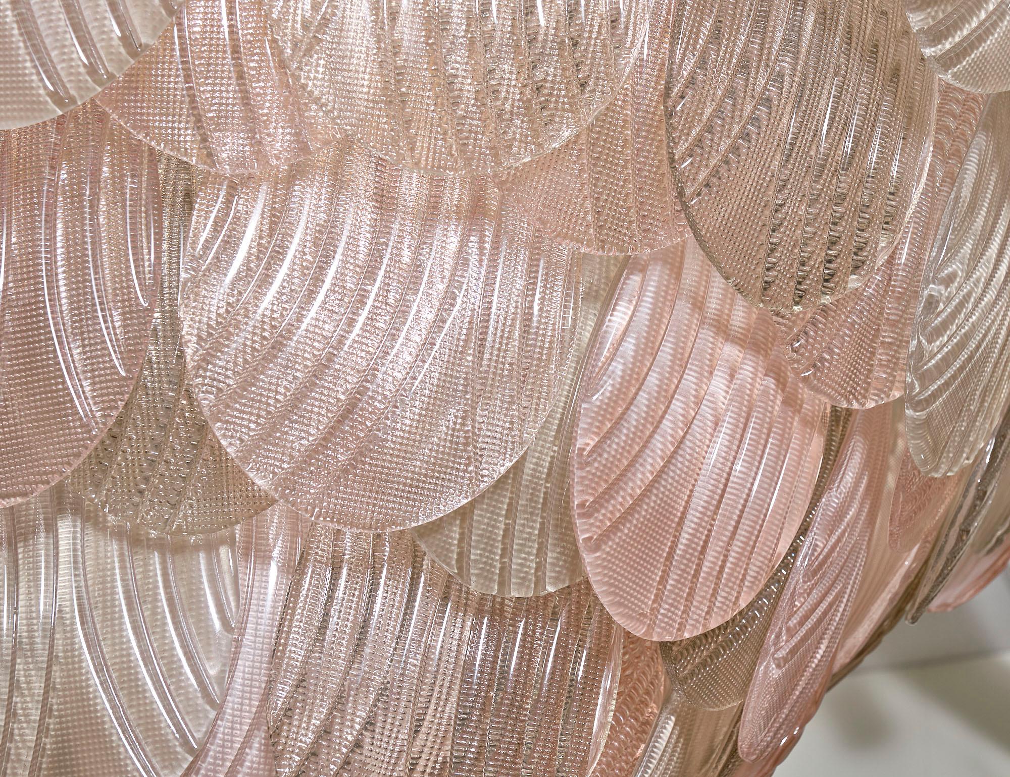 Pink and Smoke Murano Glass Chandelier For Sale 1