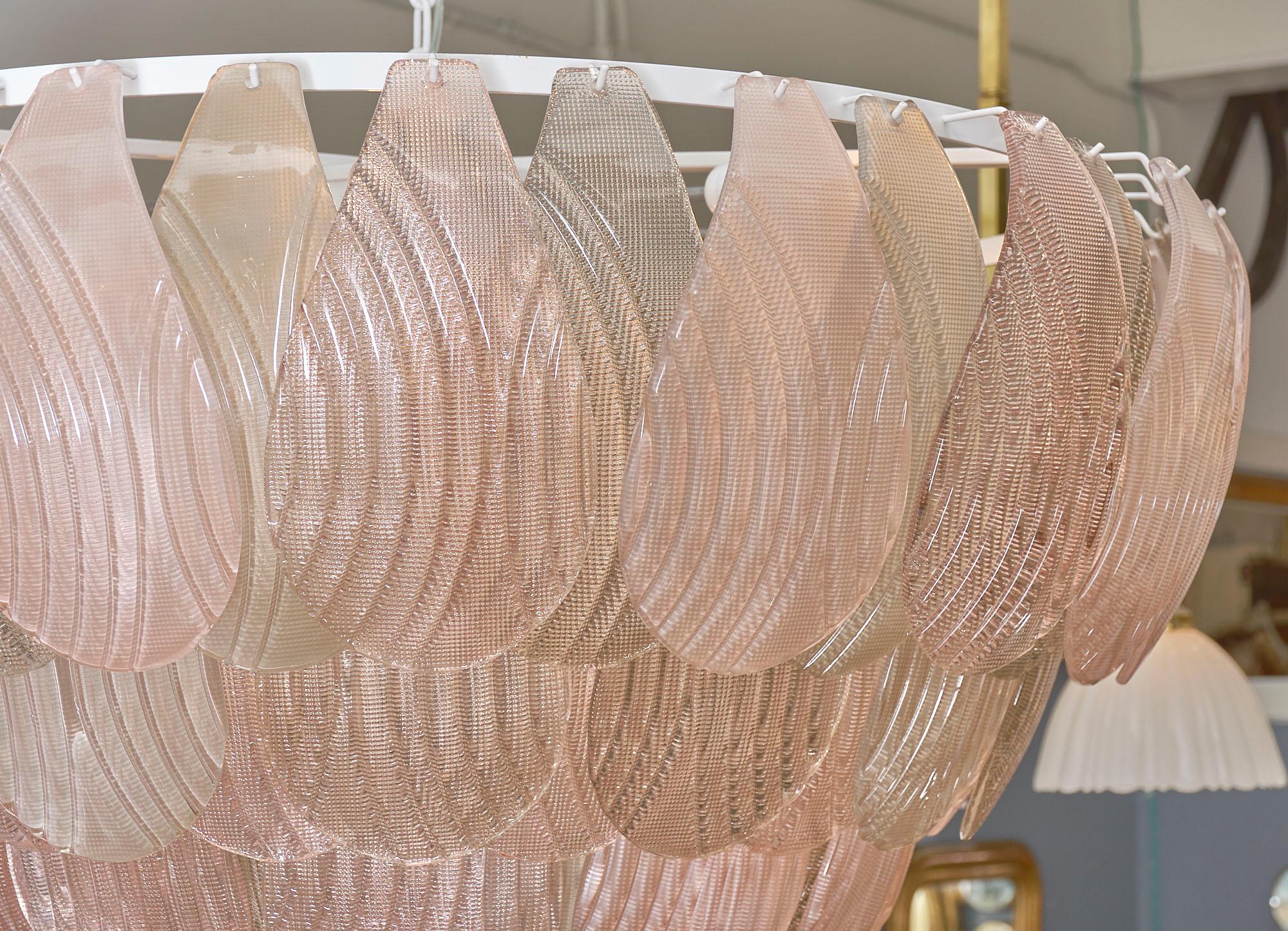Pink and Smoke Murano Glass Chandelier For Sale 3