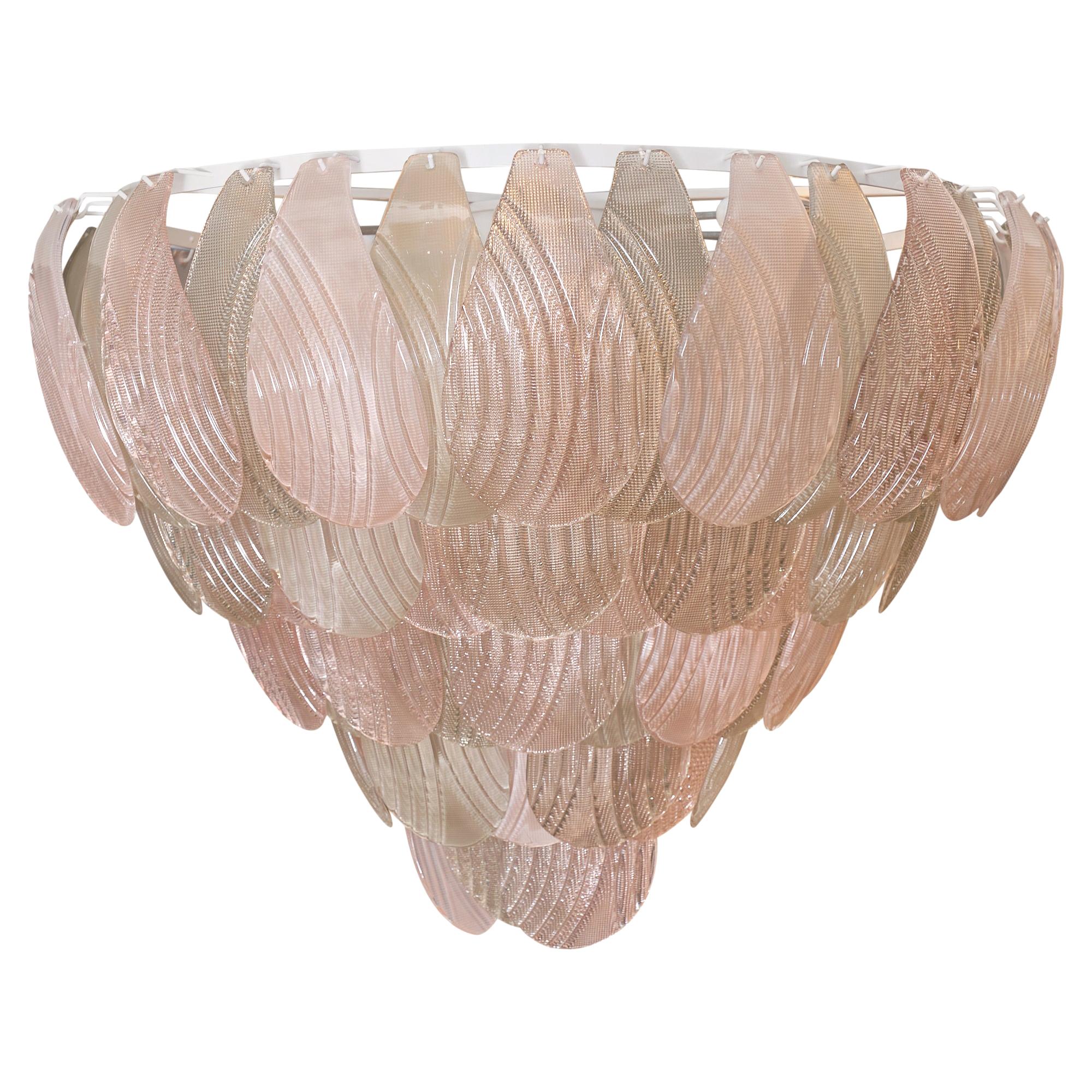 Pink and Smoke Murano Glass Chandelier For Sale