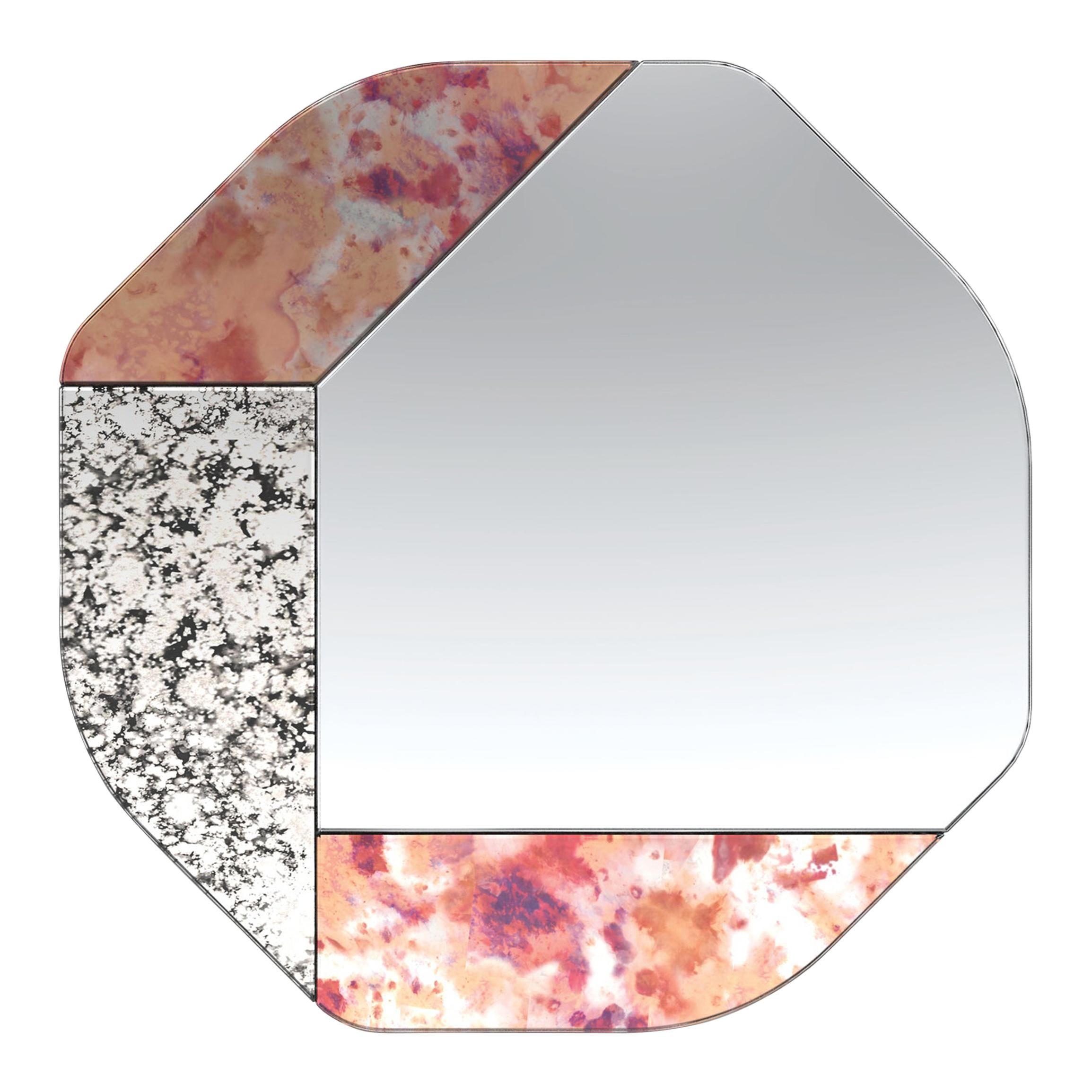 Pink and Speckled WG.C1.B Hand-Crafted Wall Mirror For Sale