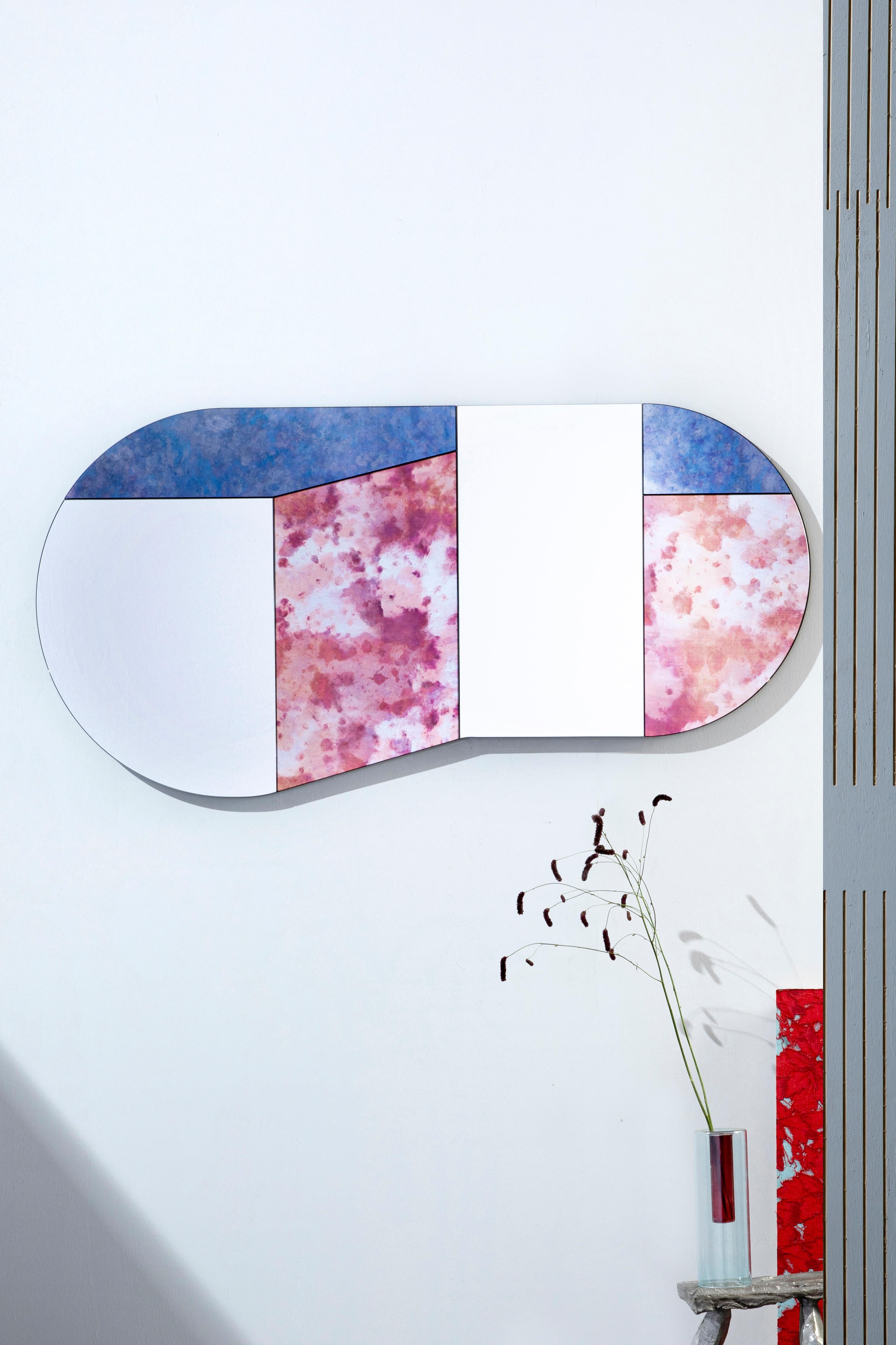 Dyed Pink and Speckled WG.C1.C Hand-Crafted Wall Mirror For Sale