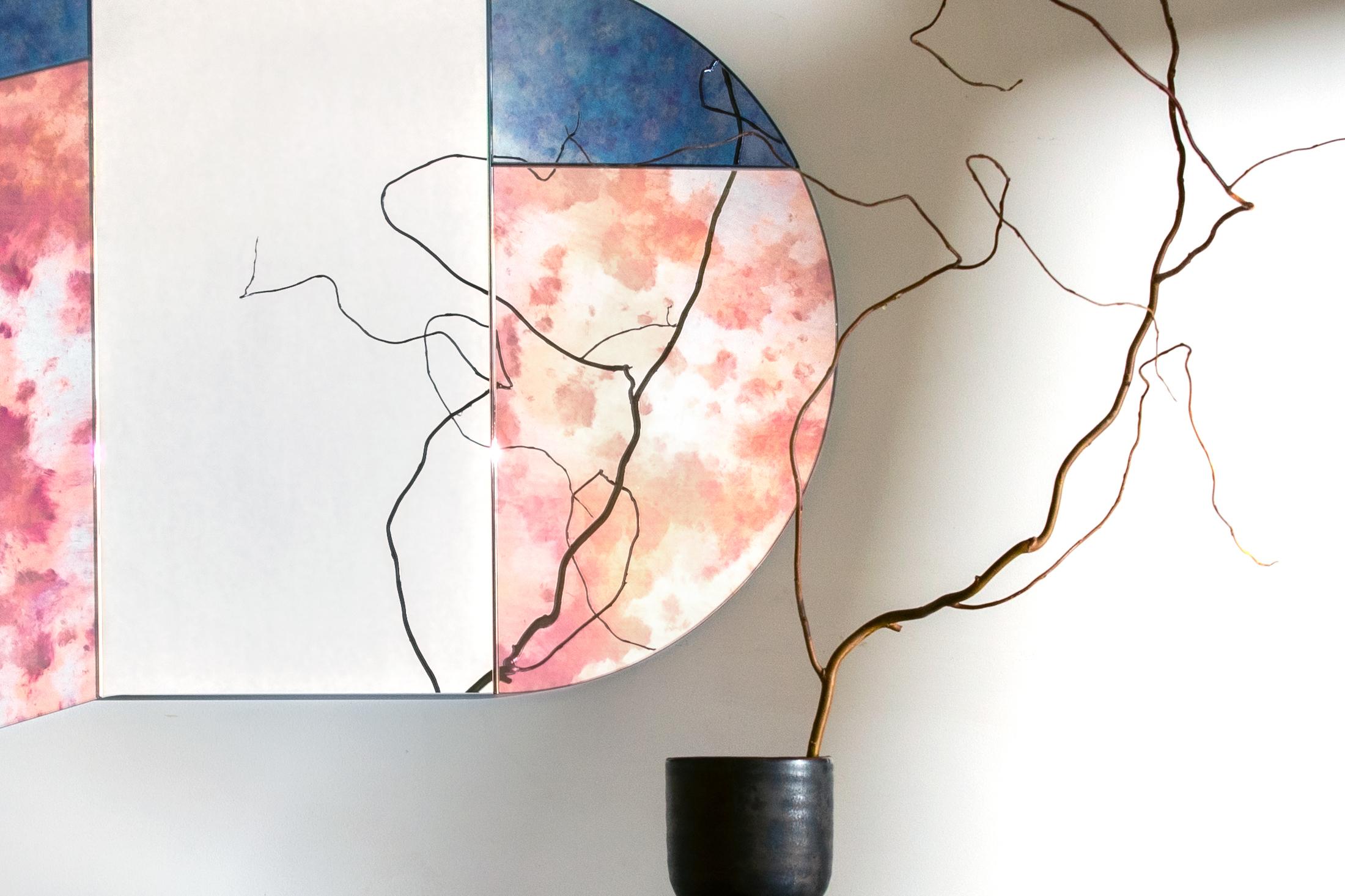 Pink and Speckled WG.C1.D Hand-Crafted Wall Mirror For Sale 1
