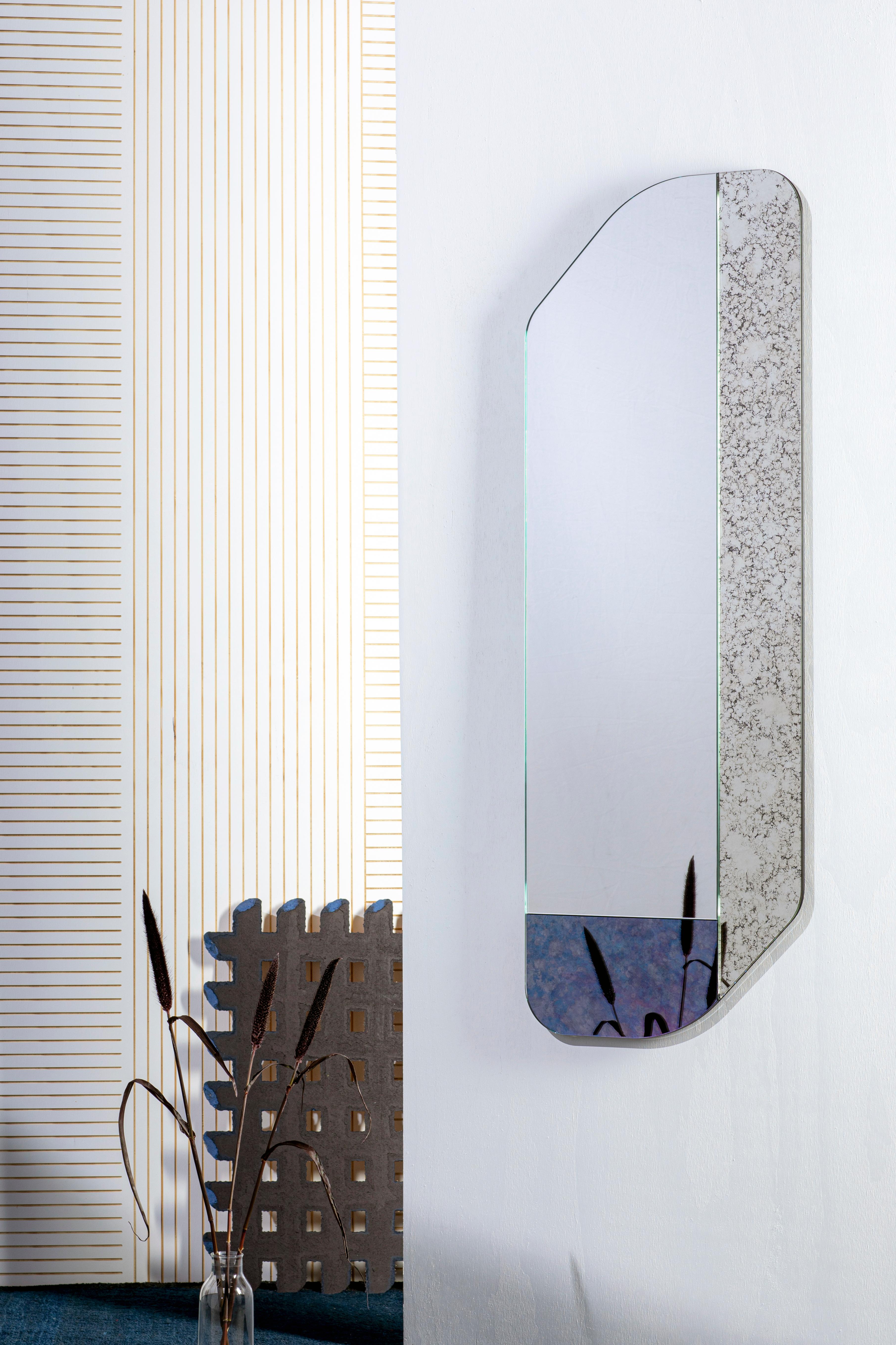 Modern Pink and Speckled WG.C1.D Hand-Crafted Wall Mirror For Sale