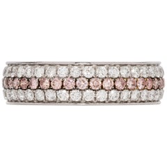 Pink and White Diamond 18 Karat White Gold Eternity Band Ring