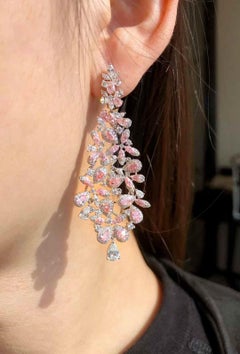Pendientes colgantes de diamantes rosas y blancos - Joyas Eze