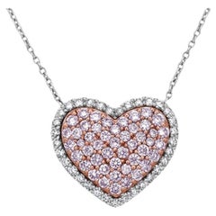 Rosa und weiße Diamant-Herz-Halskette