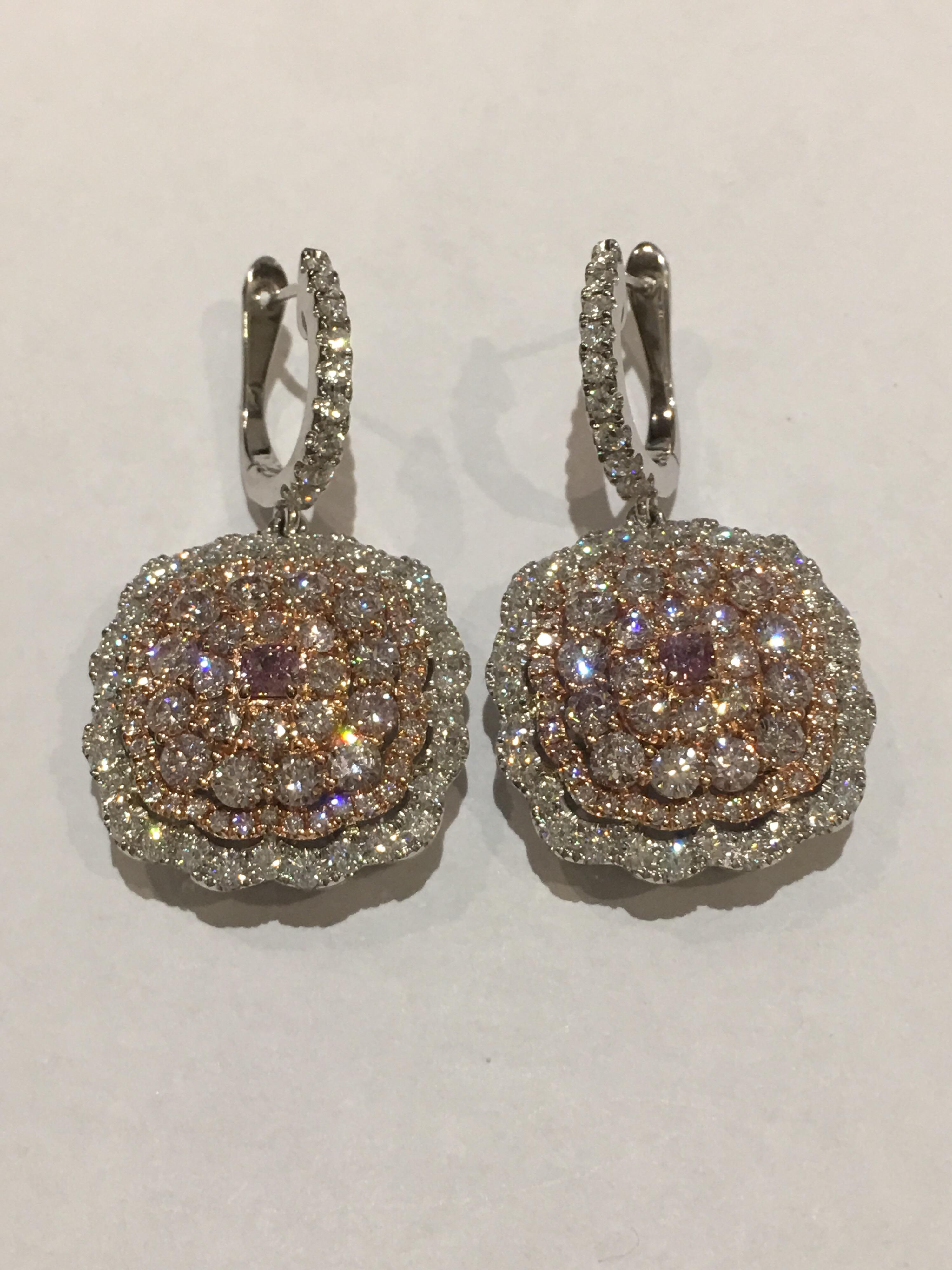 Artisan Pink and White Diamond Set in 14 Karat Gold