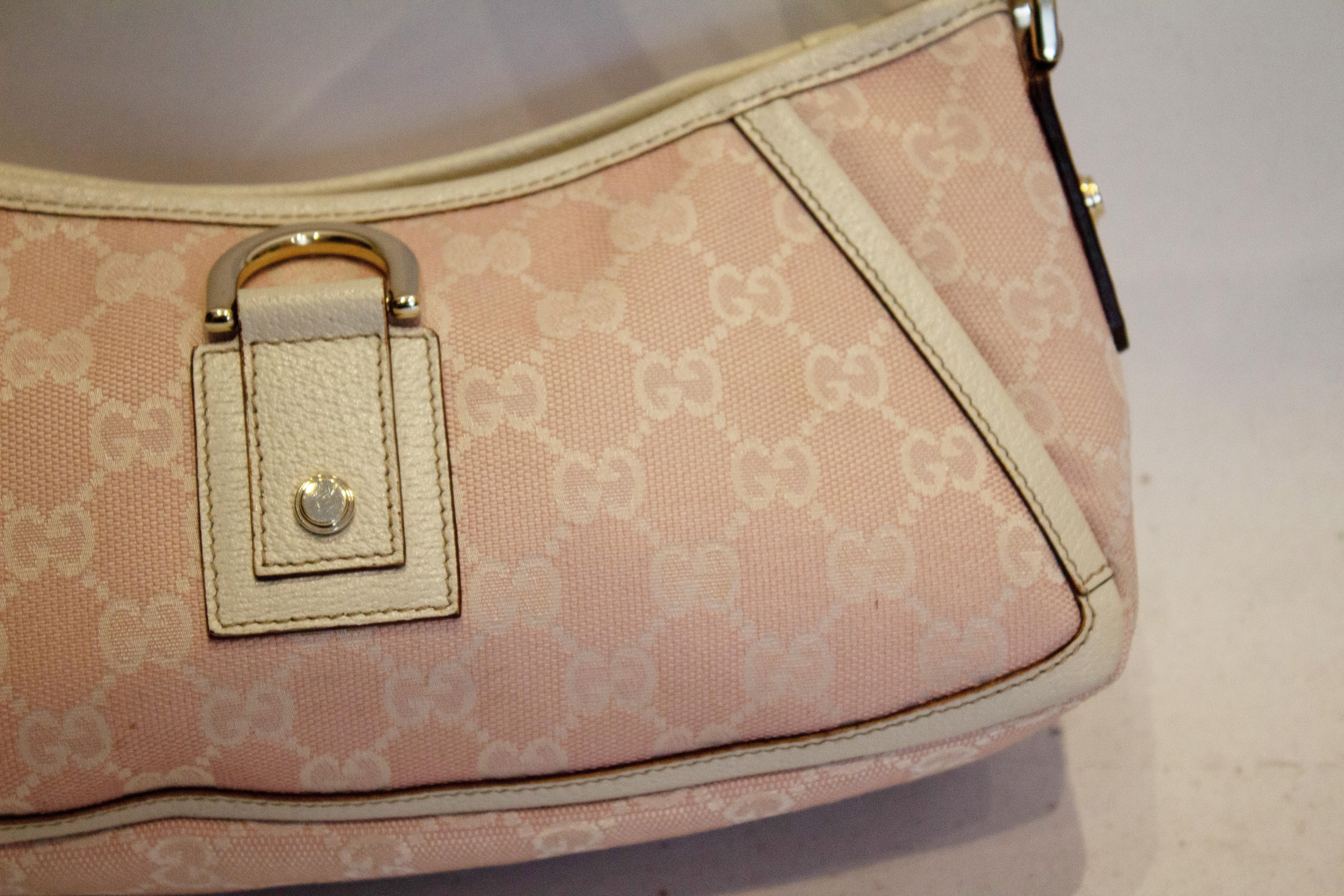 Brown Pink and White Gucci Handbag