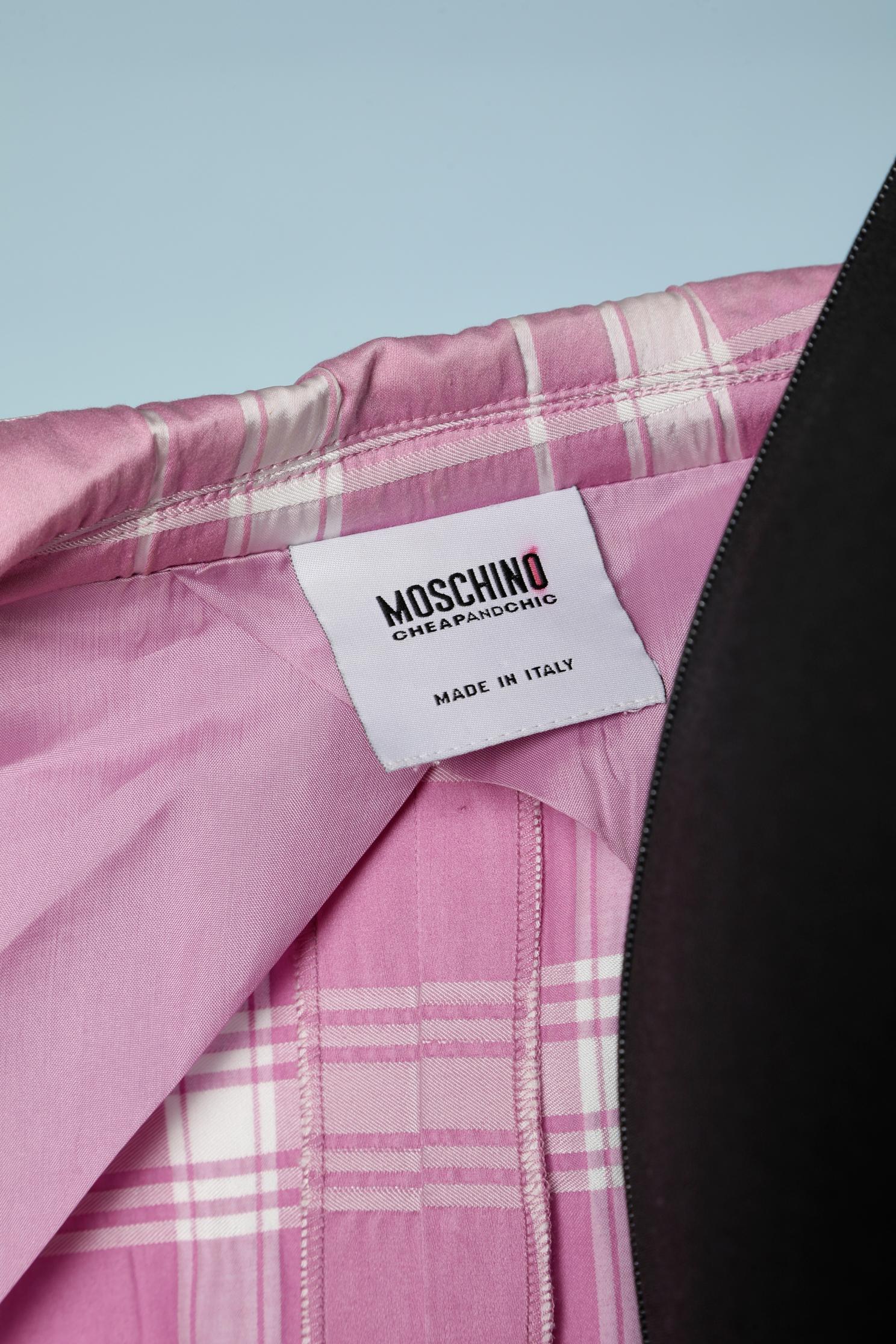 Giacca a doppio petto rosa e bianco con motivo a quadri Moschino Cheap and Chic in vendita 2