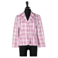 Giacca a doppio petto rosa e bianco con motivo a quadri Moschino Cheap and Chic