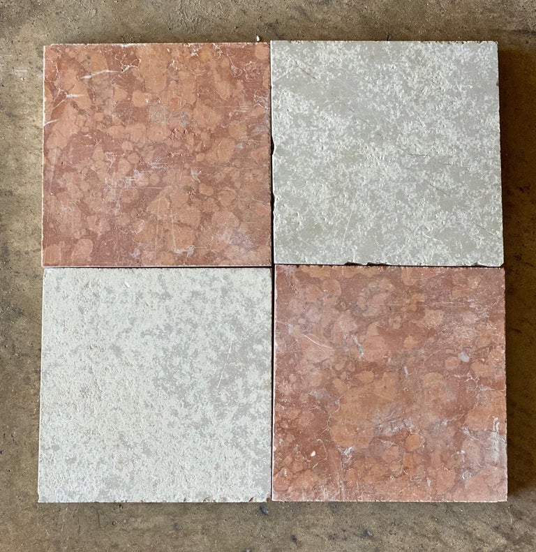 Pink and White Italian Marble Tiles For Sale at 1stDibs