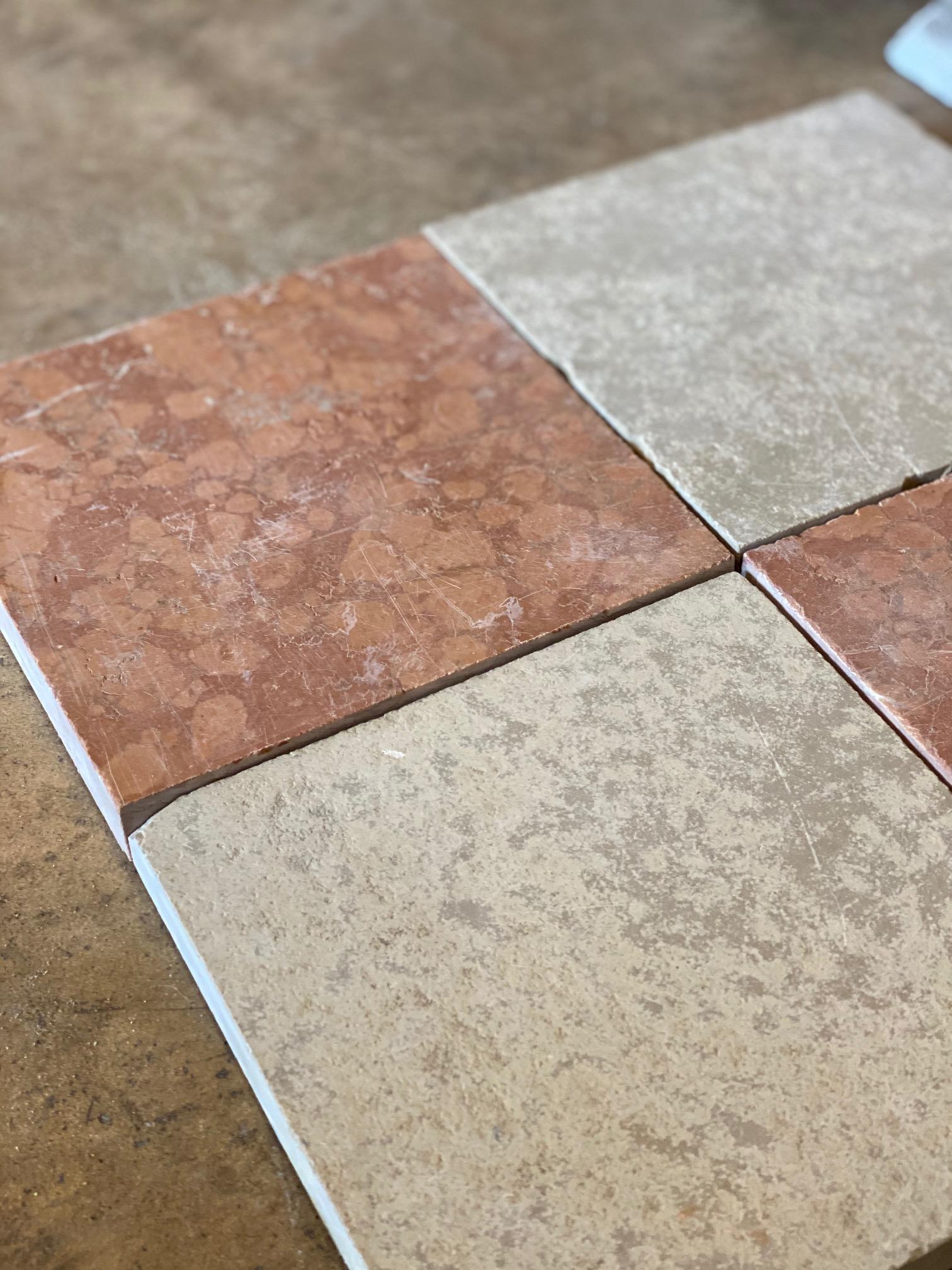 Pink and White Italian Marble Tiles In Good Condition In Dallas, TX