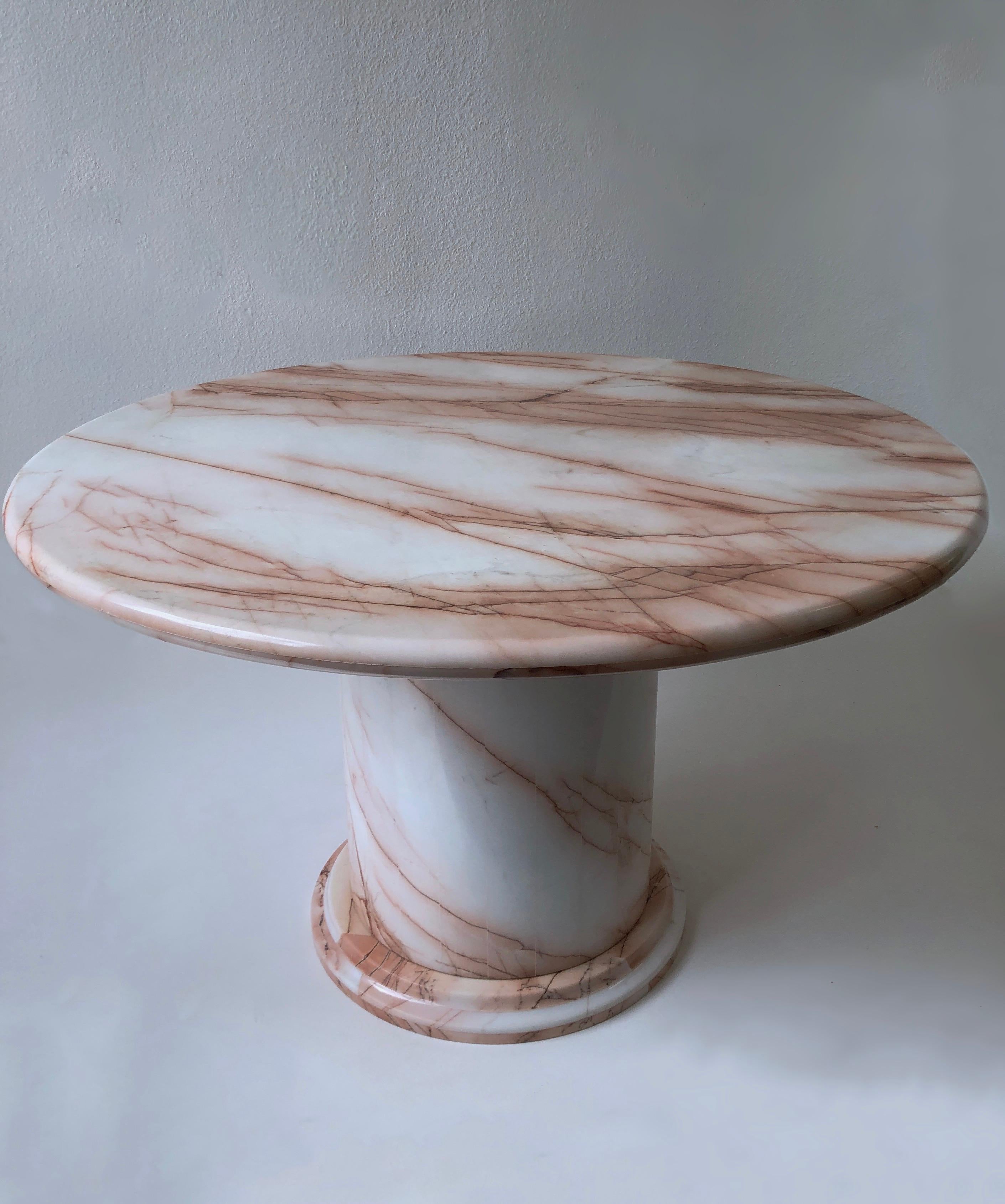 Late 20th Century Pink and White Marble Dining Table For Sale