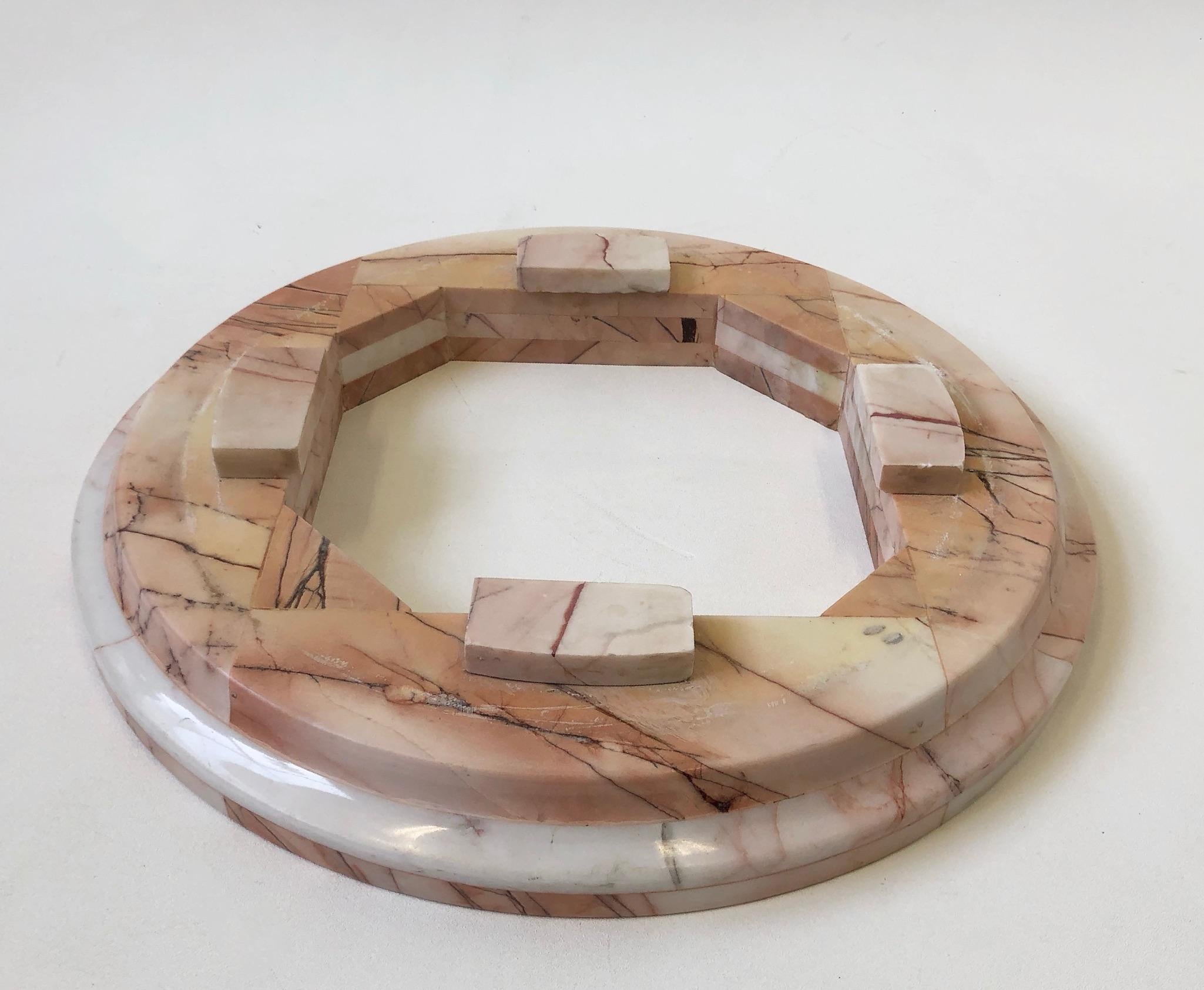 Modern Pink and White Marble Dining Table For Sale