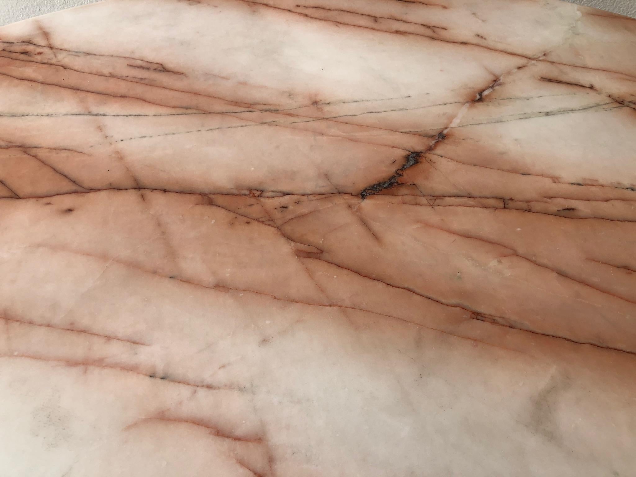 American Pink and White Marble Dining Table For Sale