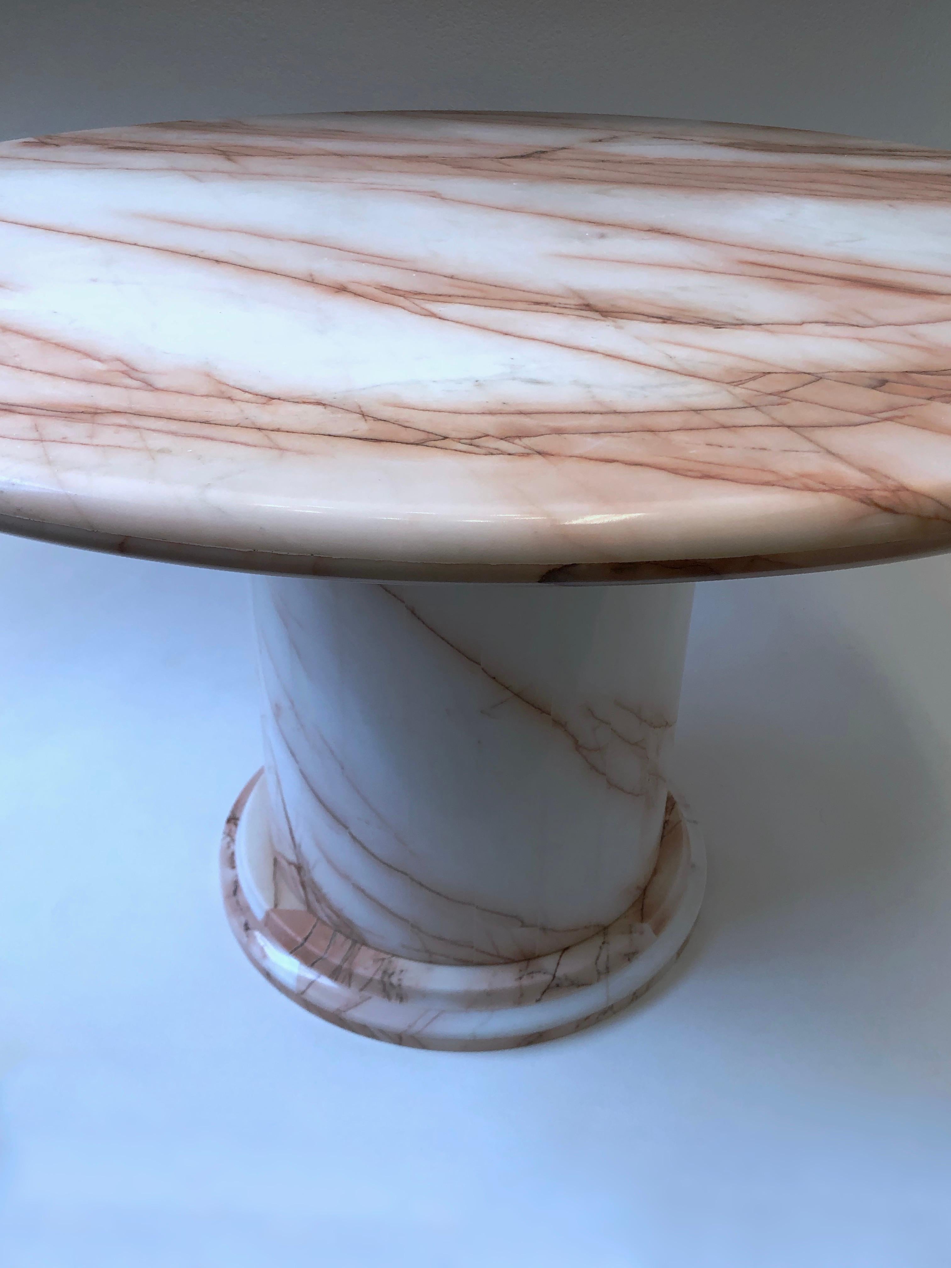 Pink and White Marble Dining Table In Good Condition In Palm Springs, CA