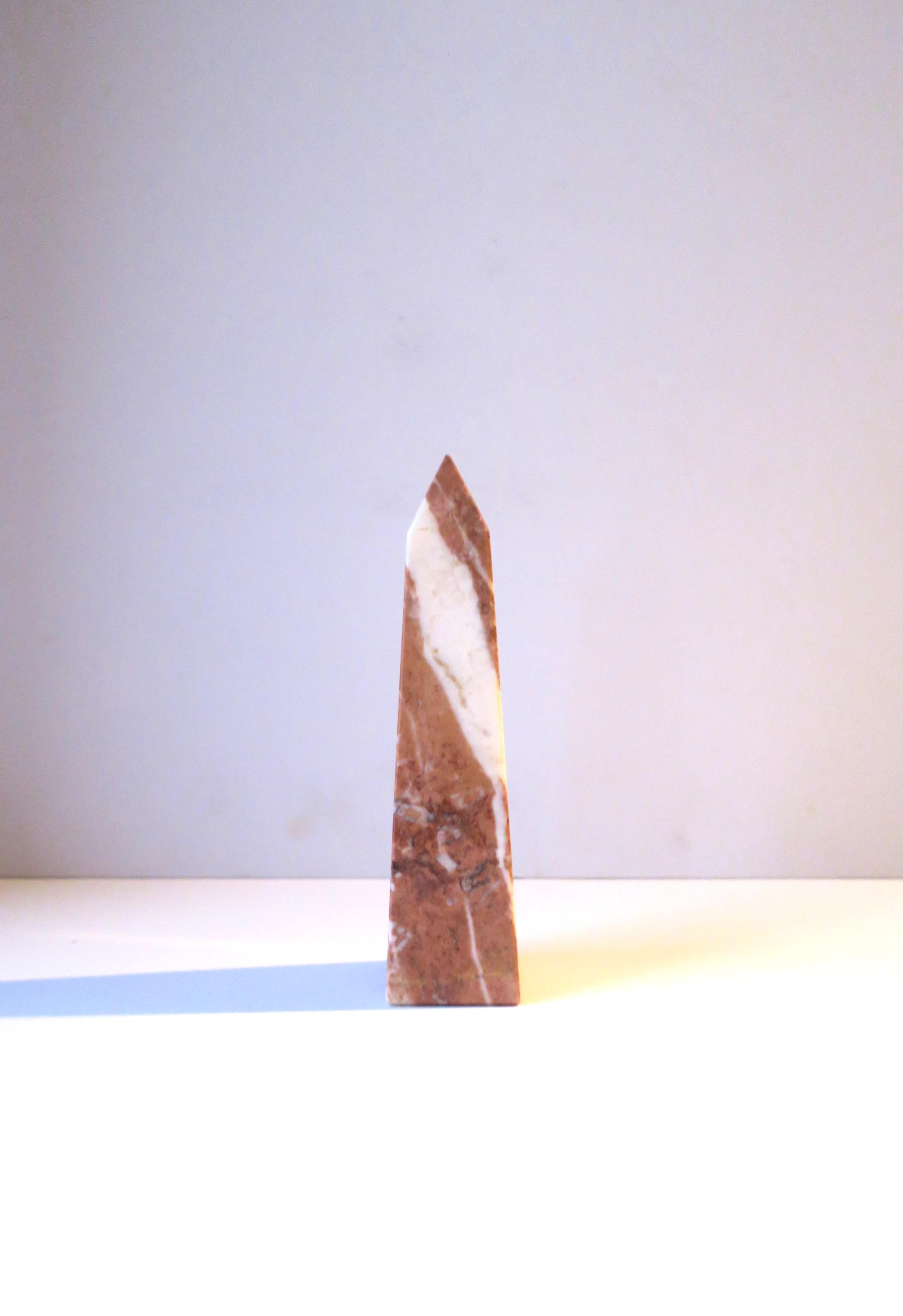20th Century Italian Pink and White Marble Obelisk For Sale