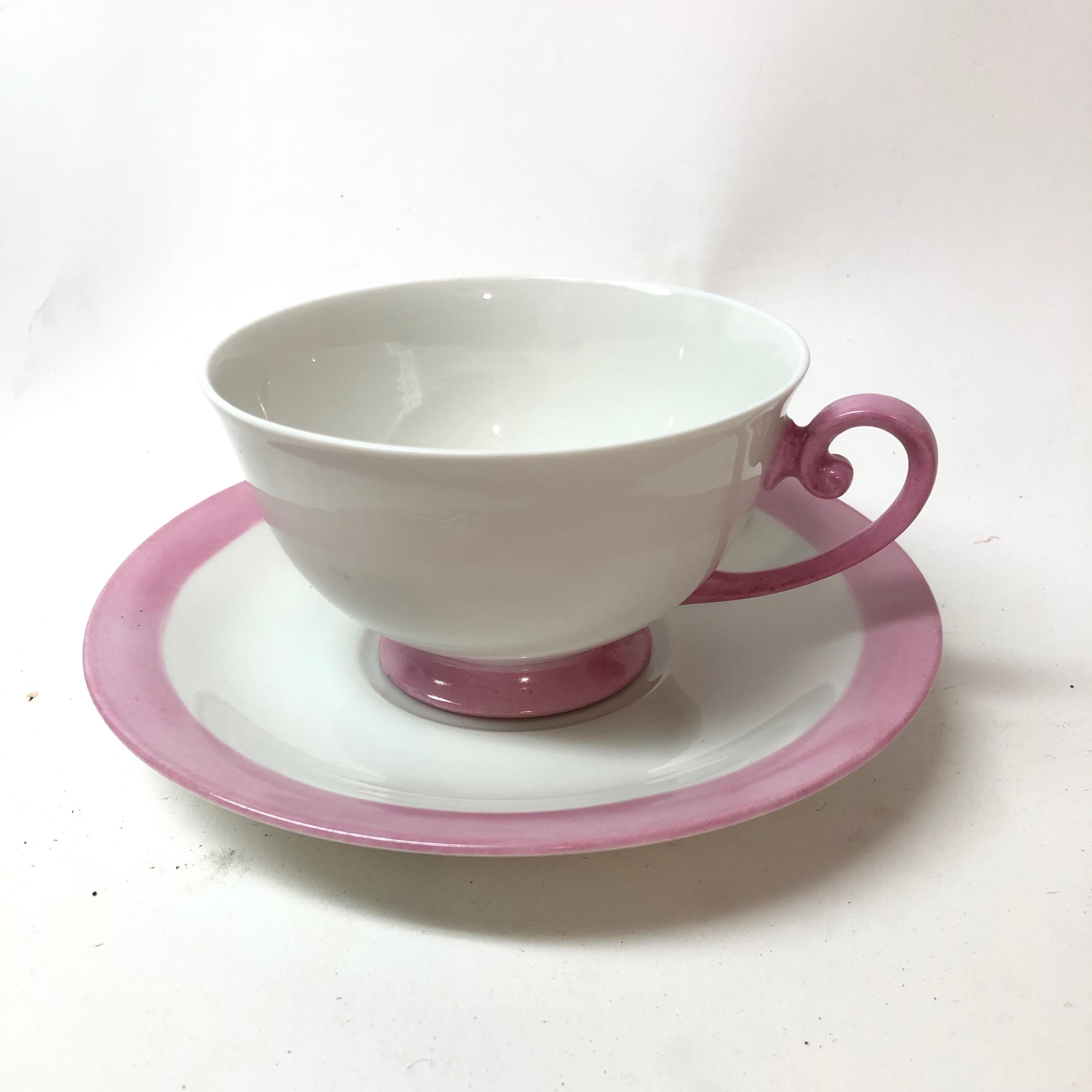 German Pink and White Modern Bavarian Porcelain Set