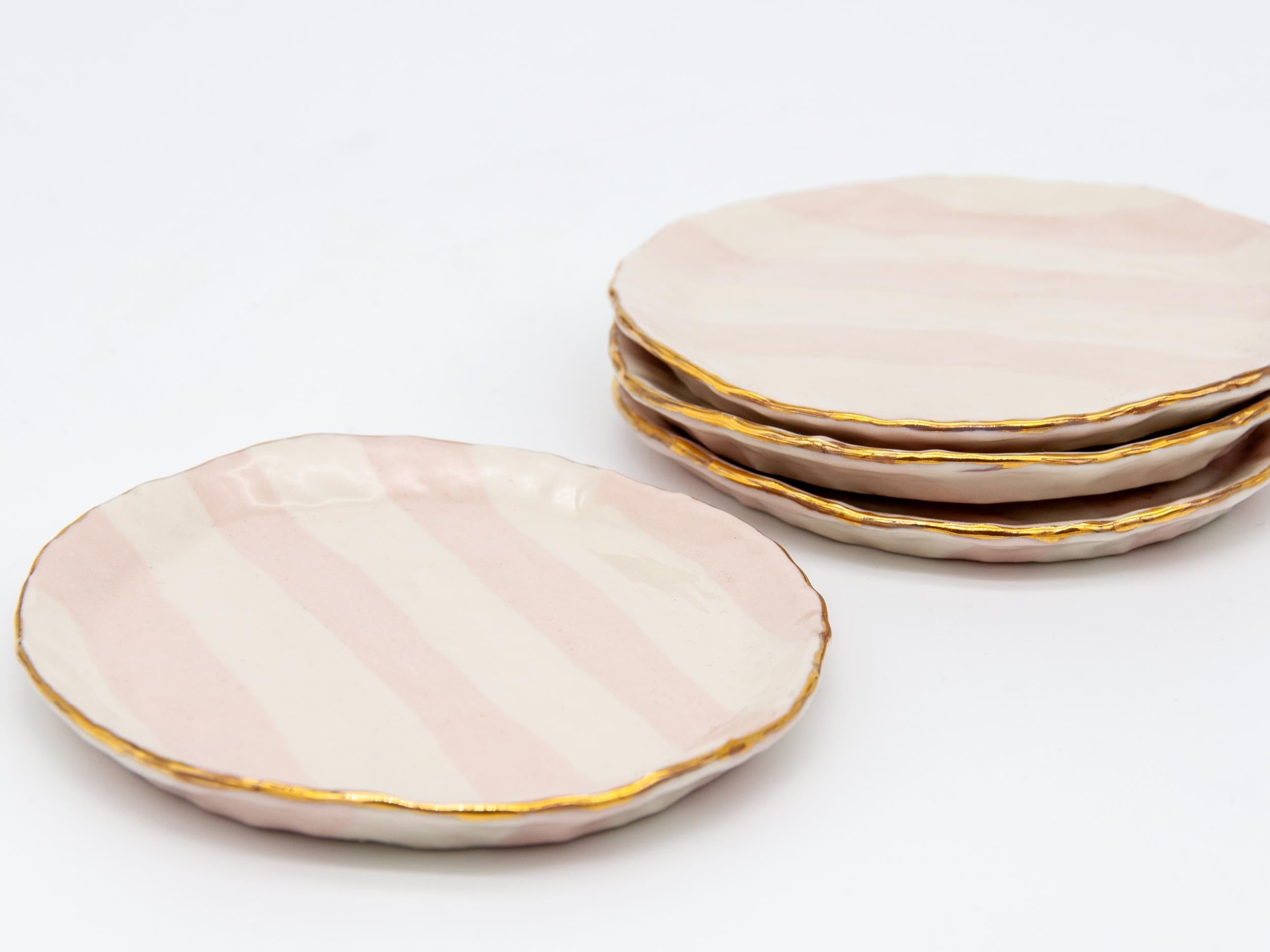American Pink and White Petit Dish with Gilding