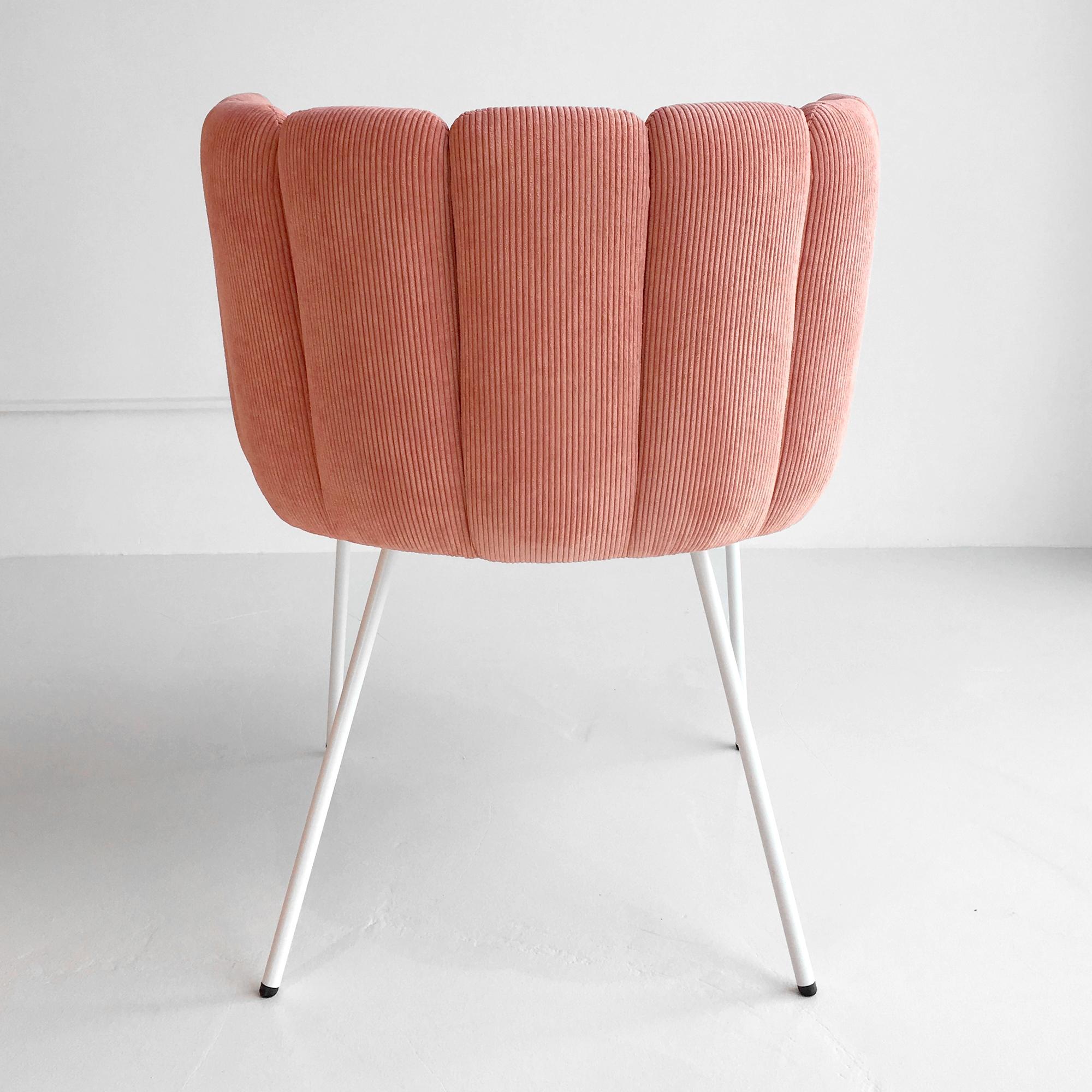 Modern Pink and White Velvet Armchair by Monica Armani For Sale