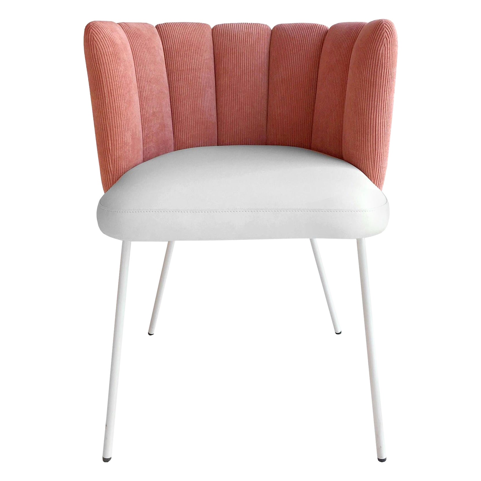 Fauteuil en velours rose et blanc Monica Armani