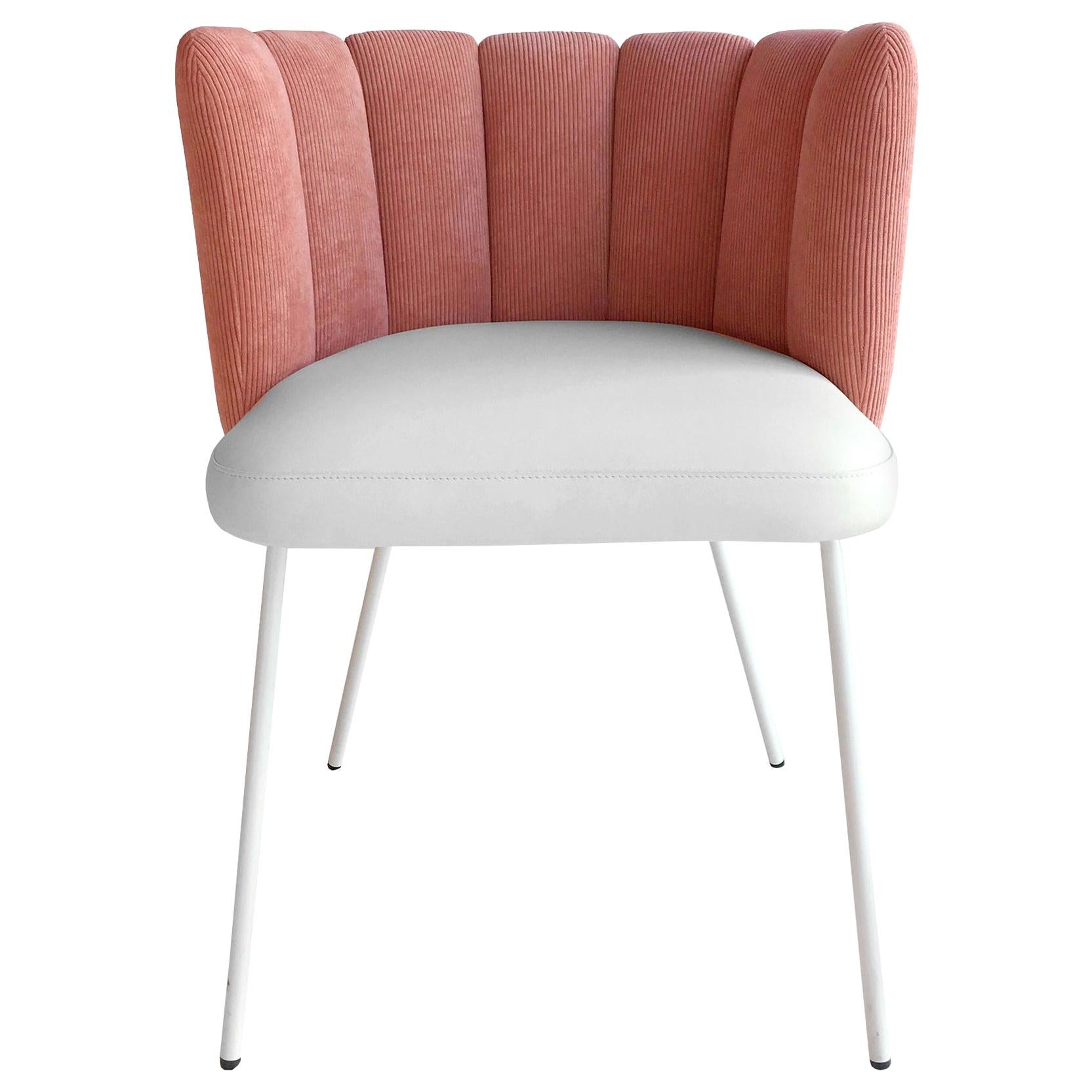 In Stock in Los Angeles, Pink and White Velvet Armchair by Monica Armani